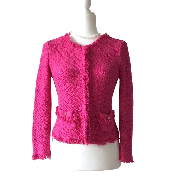 CACHE Pink Knit Jacket Sweater Cardigan Blazer Sz XS - Picture 3 of 13
